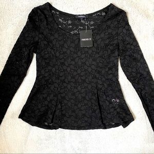 Brand New Forever 21 Long Sleeve Lace Fitted Shirt